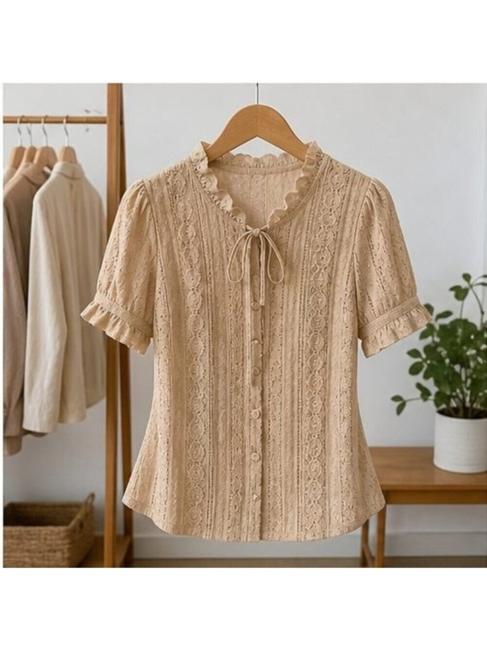 Sand Smocked Top